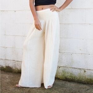 Designer MaLa Handwork’s Ivory Cotton Gauze Super Wide Pants